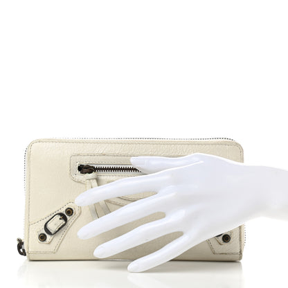Balenciaga Agneau Classic Hardware Continental Zip Around Wallet White 2 of 11