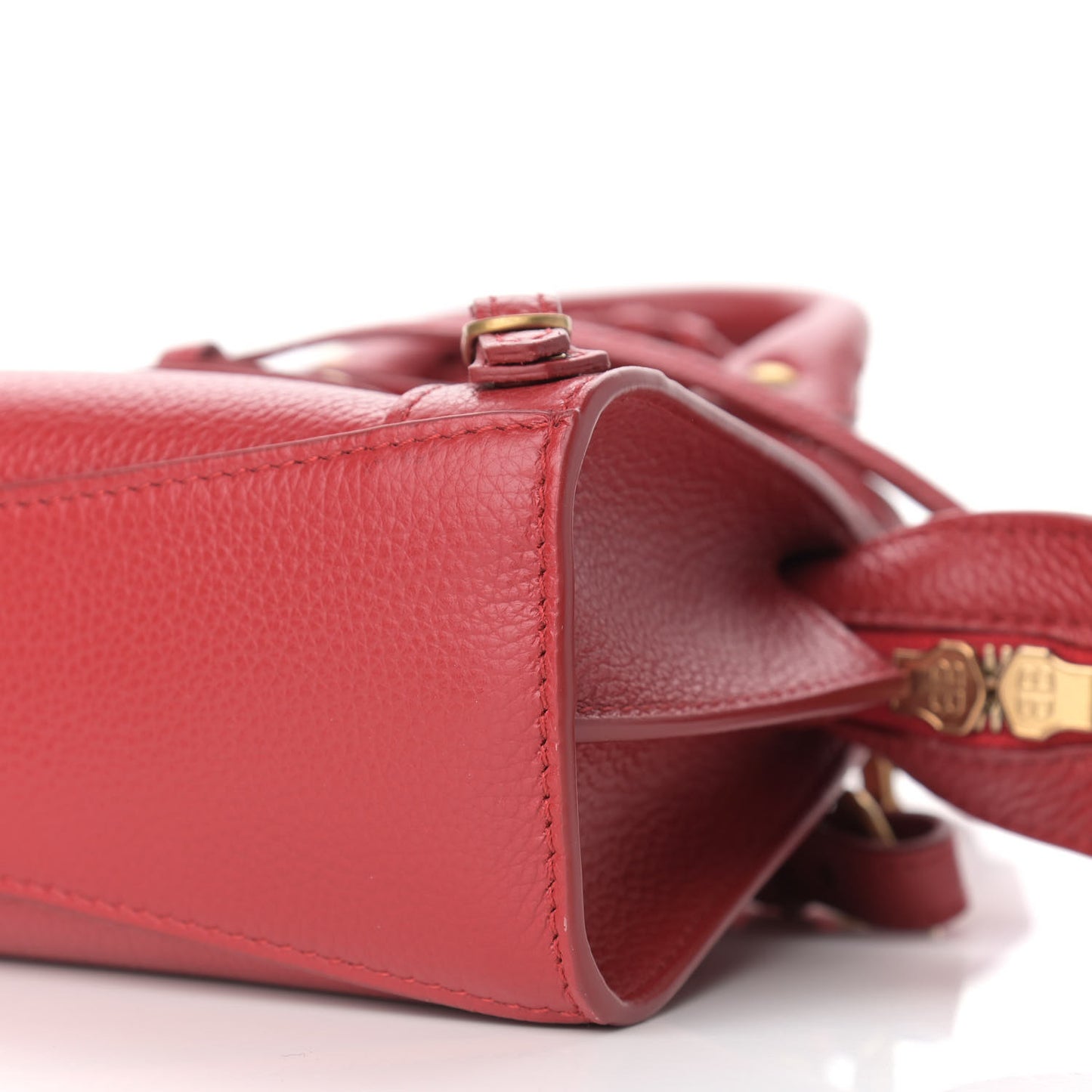 Grained Calfskin Neo Classic Gold Hardware Nano City Crossbody Medium Red