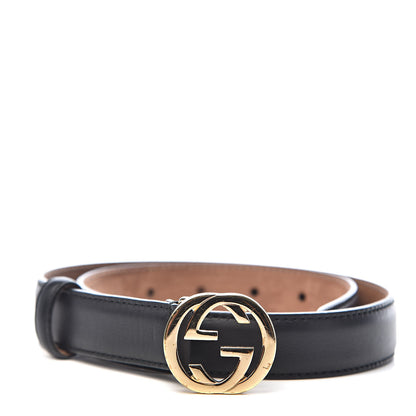 Gucci Moon Calfskin Interlocking G 25mm Belt 70 28 Black 1 of 8