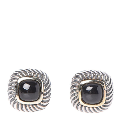 David Yurman Sterling Silver 14K Yellow Gold Black Onyx 7mm Albion Earrings 1 of 4
