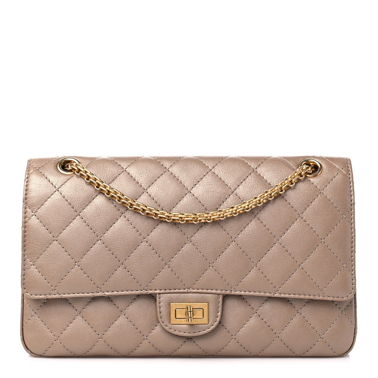 Metallic Calfskin Quilted 2.55 Reissue 226 Flap Dark Gold