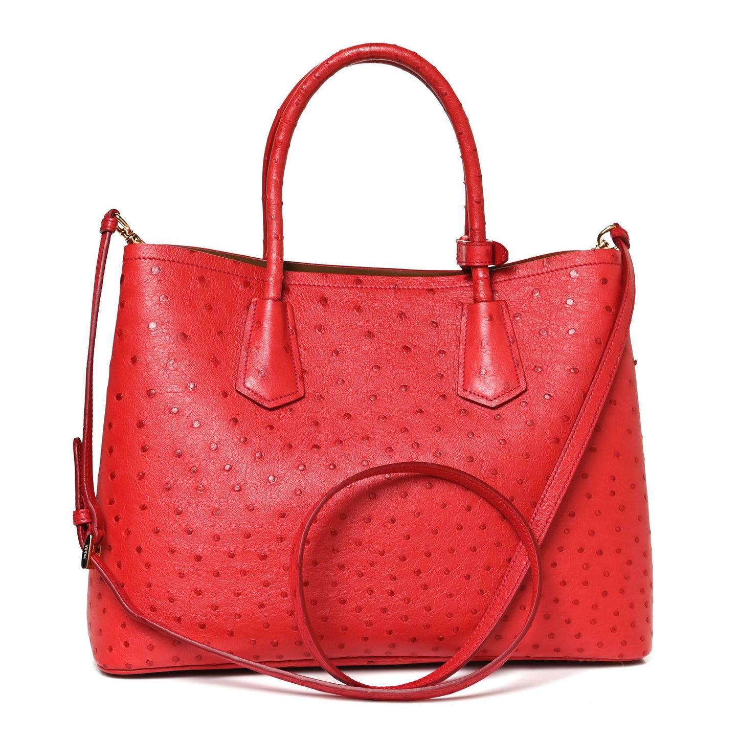 Ostrich Medium Double Bag Rosso