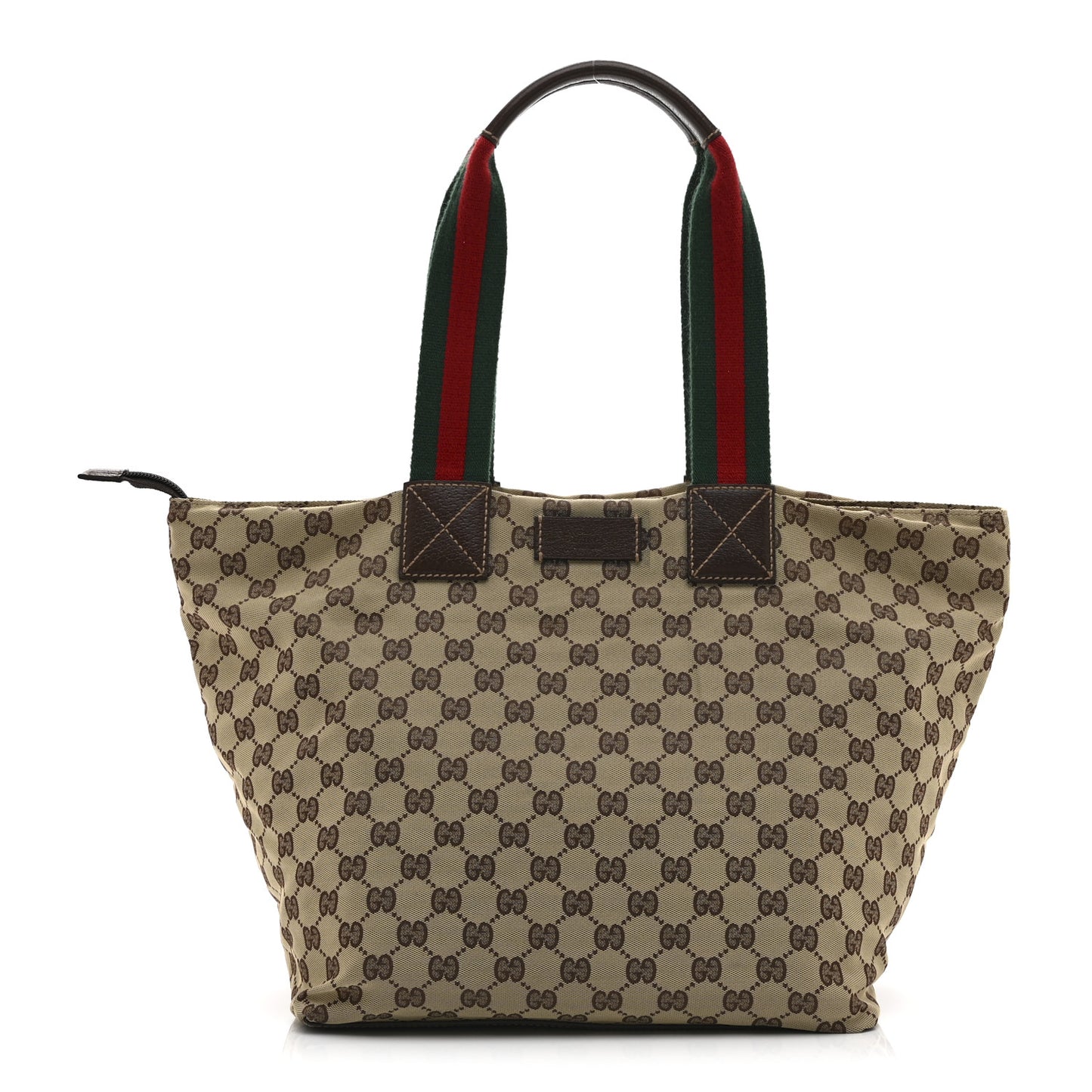GG Monogram Large Web Handle Bucket Tote Dark Brown