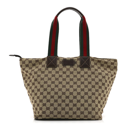 Gucci GG Monogram Large Web Handle Bucket Tote Dark Brown 1 of 10