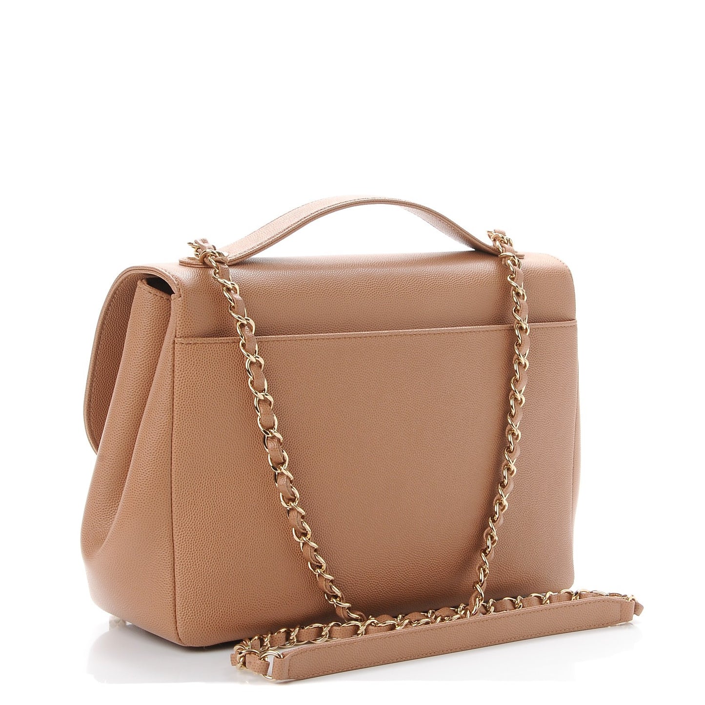 Caviar Quilted Large Business Affinity Flap Camel