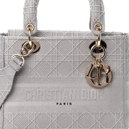 Christian Dior Canvas Embroidered Cannage Medium Lady D-Lite Gray 10 of 11