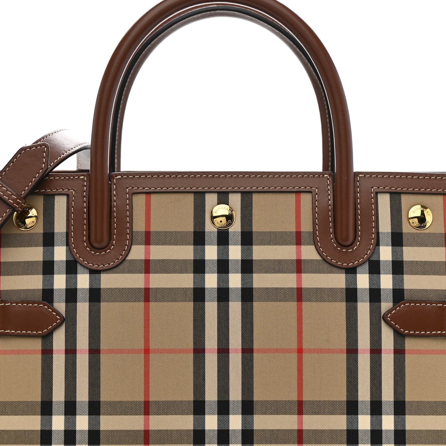 Calfskin Vintage Check Two Handle Title Bag  Archive Beige