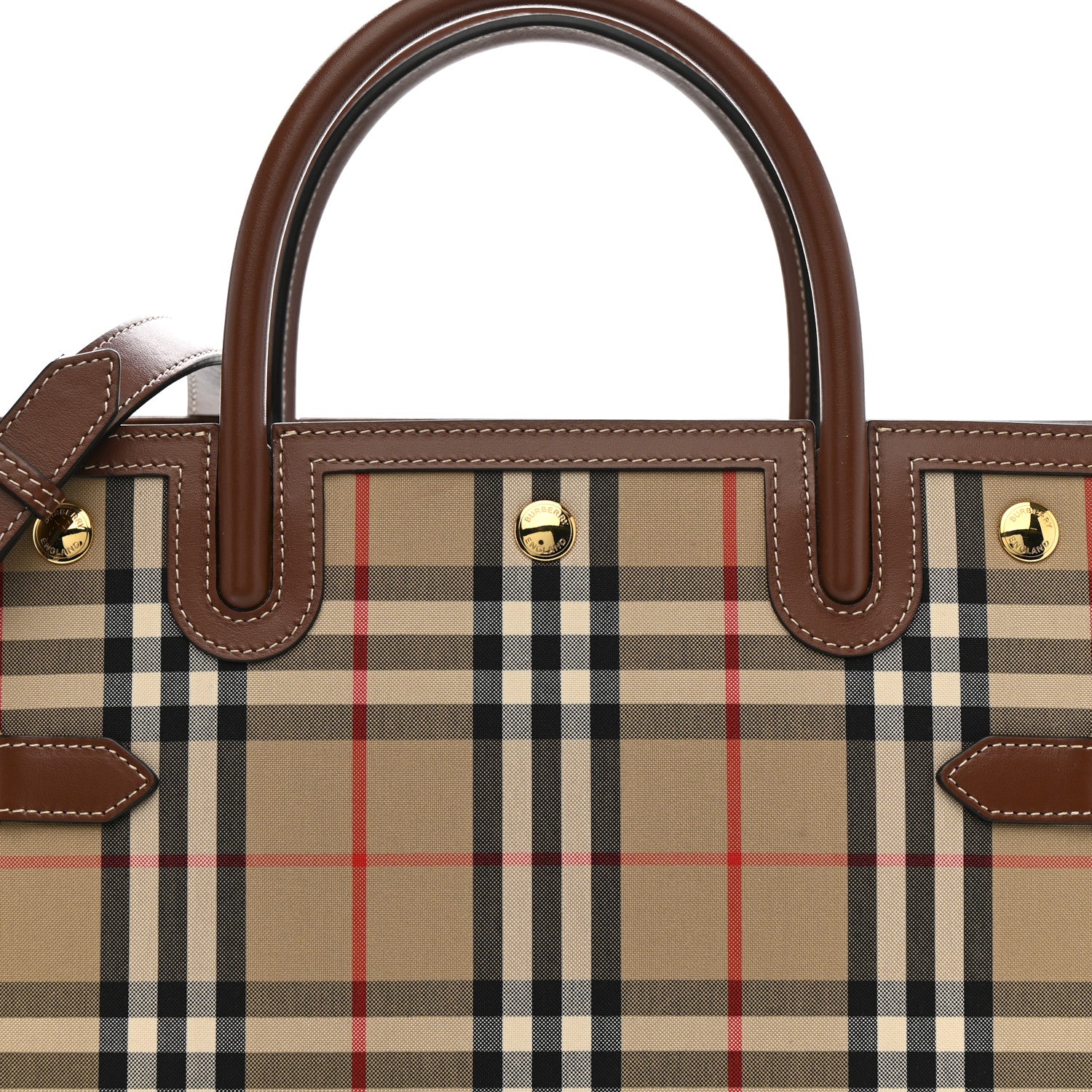 Burberry Calfskin Vintage Check Two Handle Title Bag  Archive Beige 9 of 12