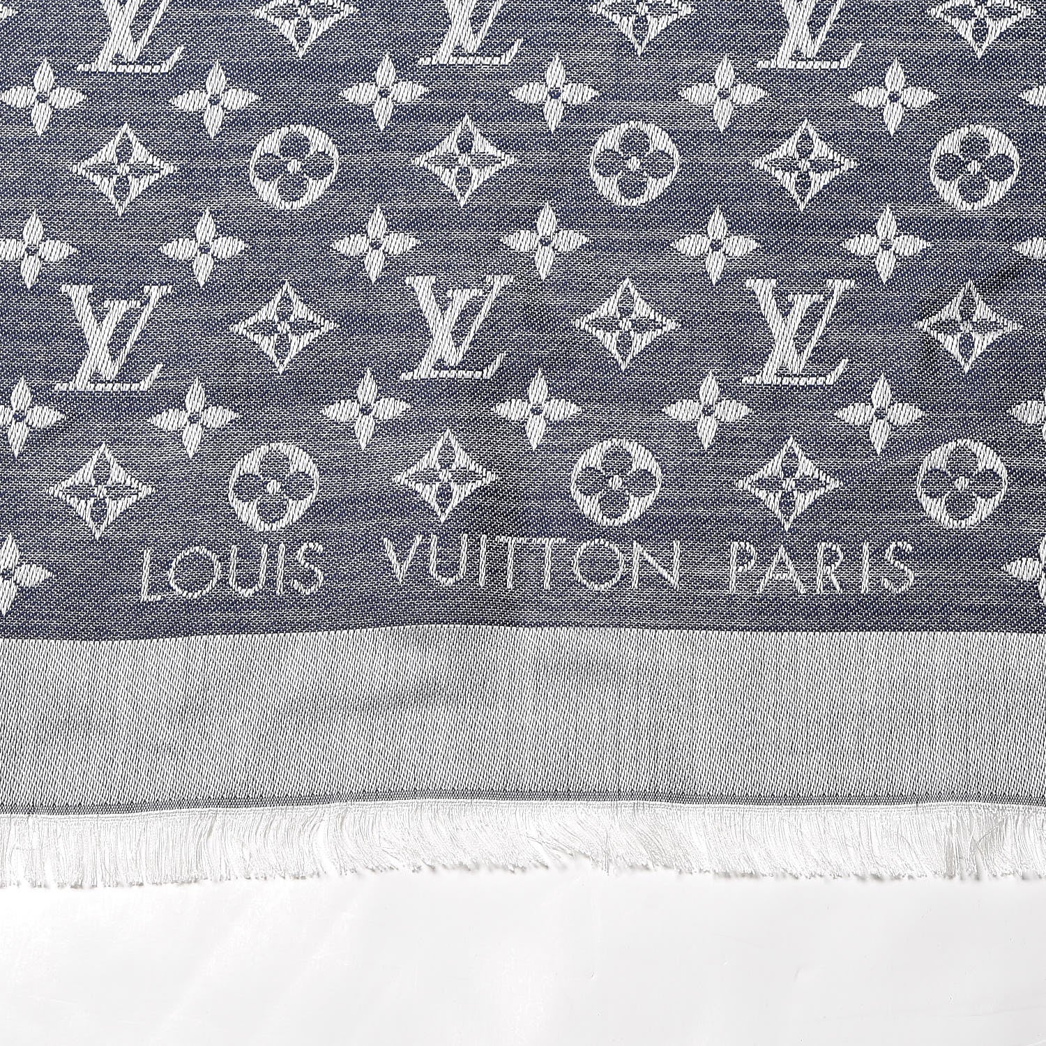 Louis Vuitton Wool Silk Monogram Denim Shawl Blue 3 of 6