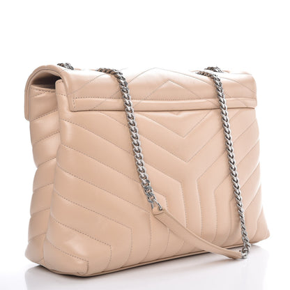 Saint Laurent Calfskin Y Quilted Monogram Medium Loulou Chain Satchel Nude Powder 4 of 12