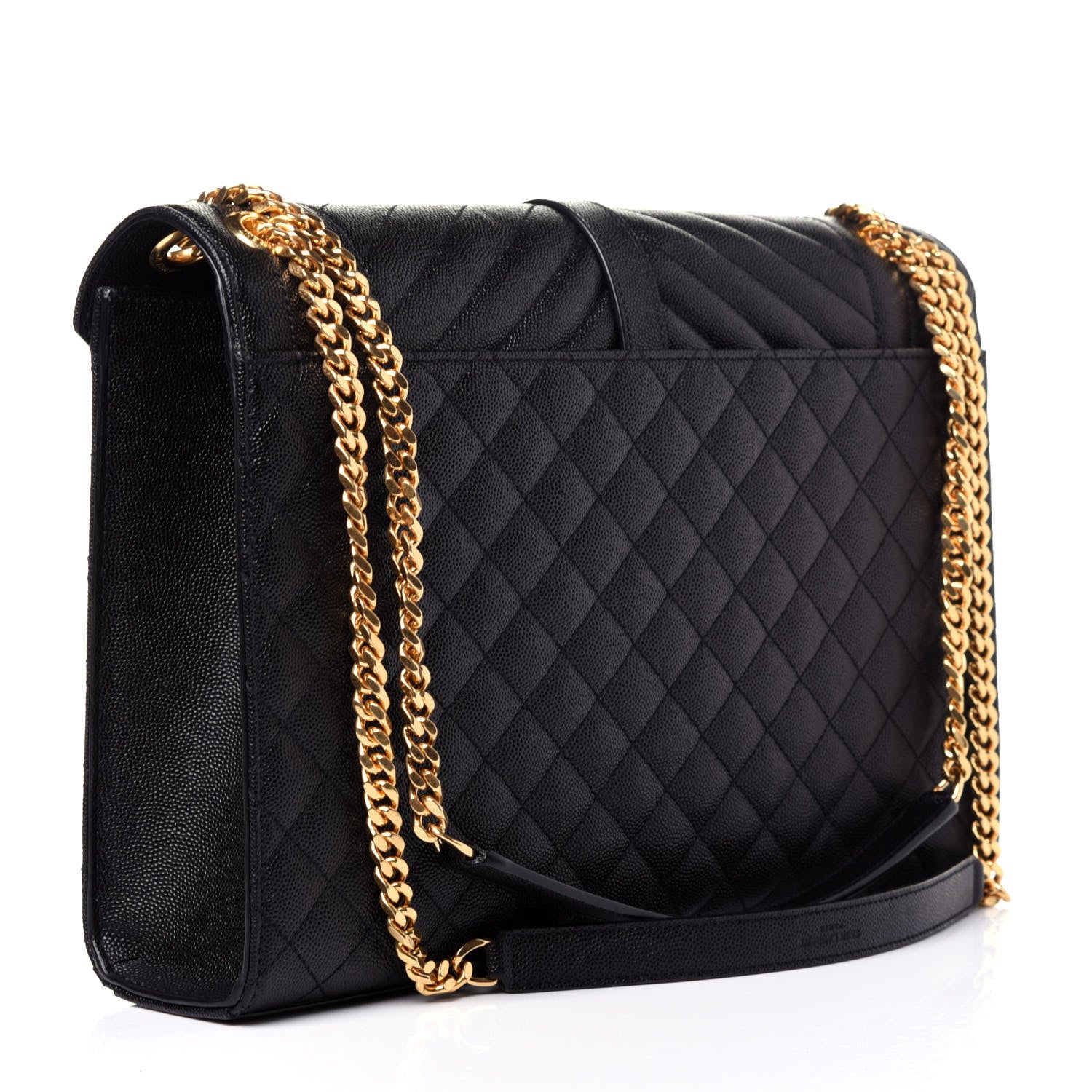 Saint Laurent Grain De Poudre Textured Mixed Matelasse Large Triquilt Monogram Satchel Black 3 of 13
