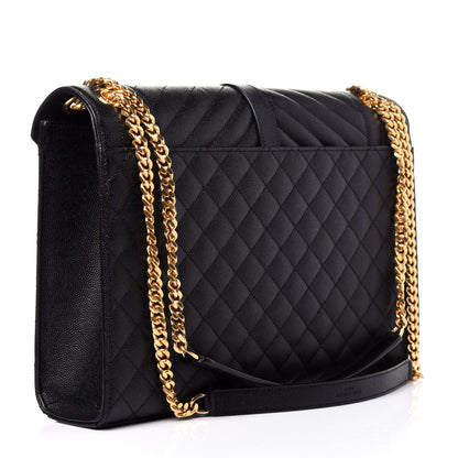 Saint Laurent Grain De Poudre Textured Mixed Matelasse Large Triquilt Monogram Satchel Black 3 of 13