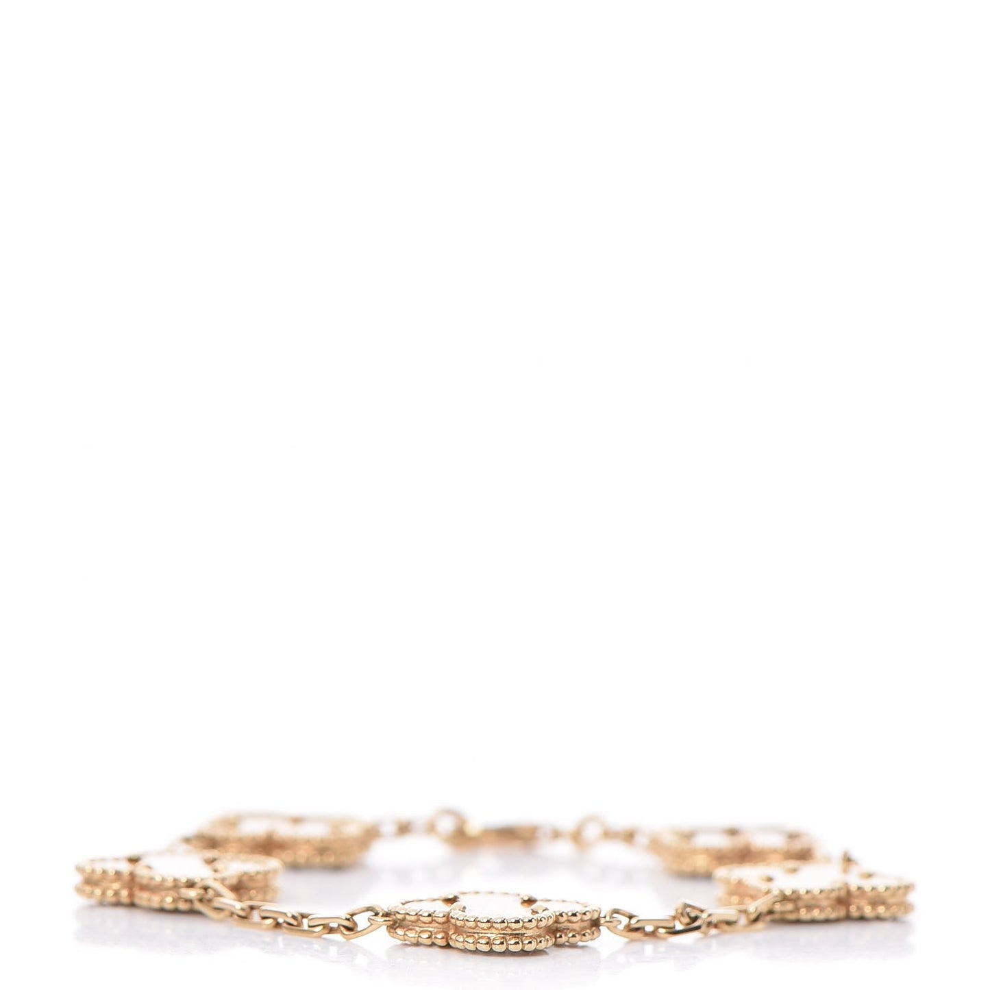 18K Yellow Gold Tiger Eye 5 Motifs Vintage Alhambra Bracelet