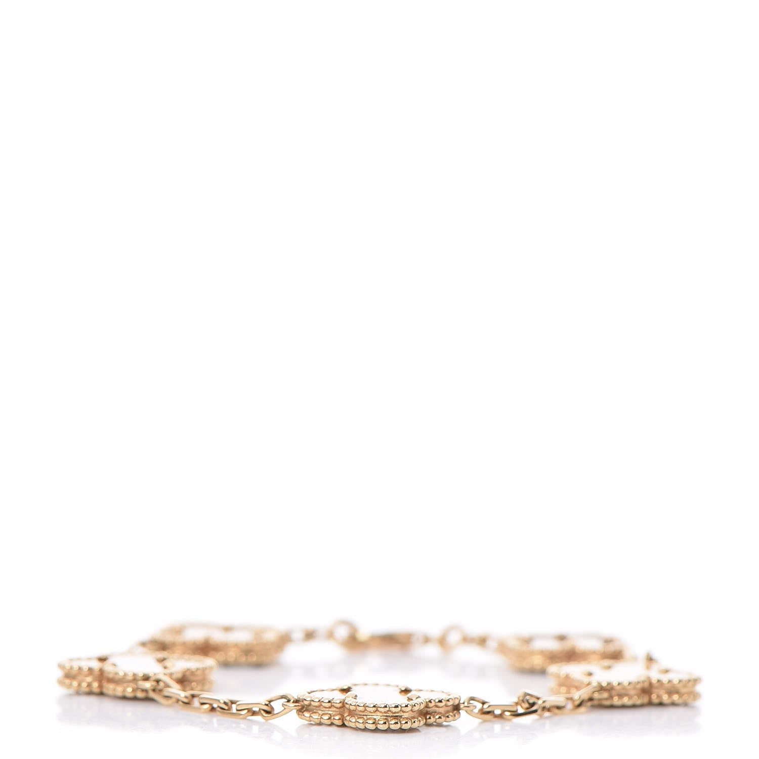Van Cleef & Arpels 18K Yellow Gold Tiger Eye 5 Motifs Vintage Alhambra Bracelet 4 of 6