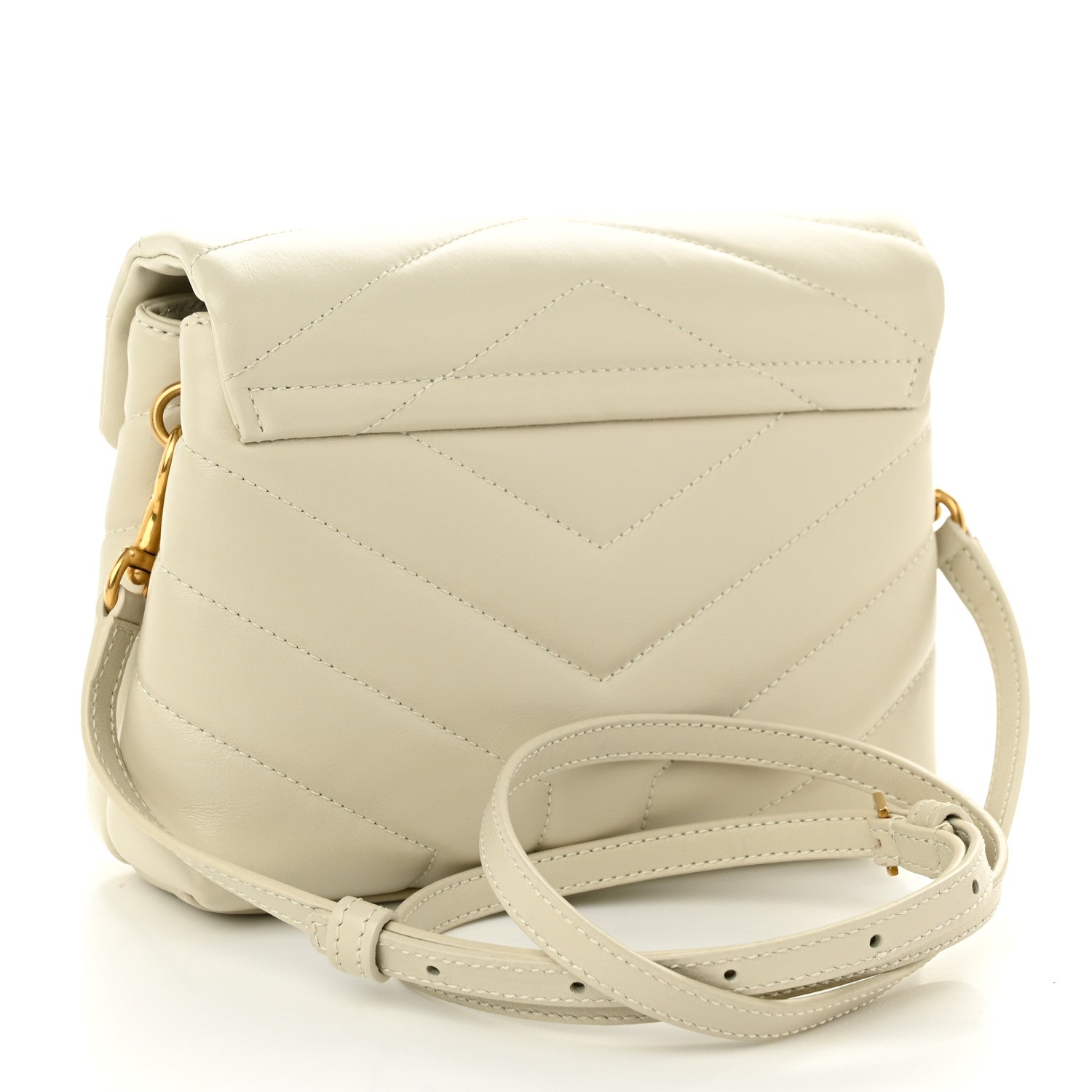Saint Laurent Calfskin Y Quilted Monogram Toy Loulou Crossbody Bag Crema Soft 3 of 10