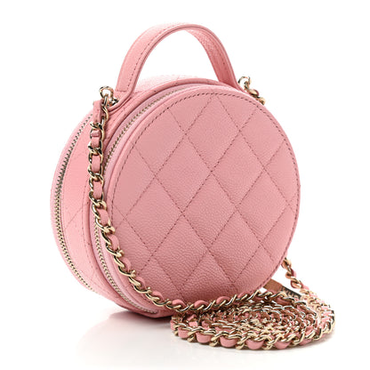 Chanel Caviar Quilted Round Handle With Care Vanity With Chain Pink 3 of 8