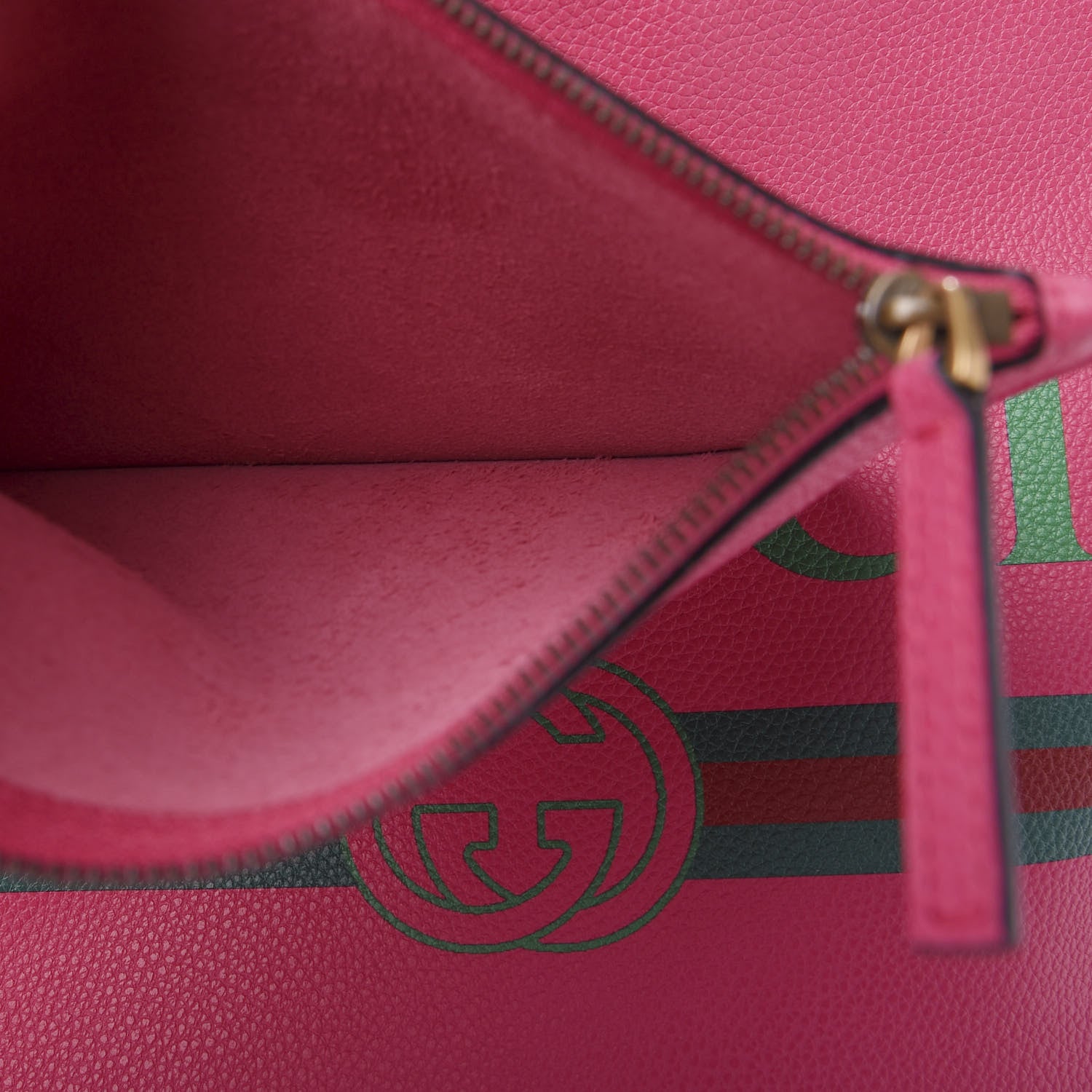Gucci Grained Calfskin Logo Drawstring Backpack Box Pink Green Black 10 of 11