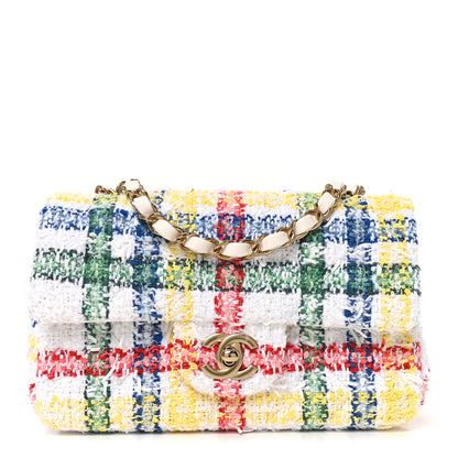 Chanel Tweed Quilted Mini Rectangular Flap White Red Yellow Blue Green 1 of 10