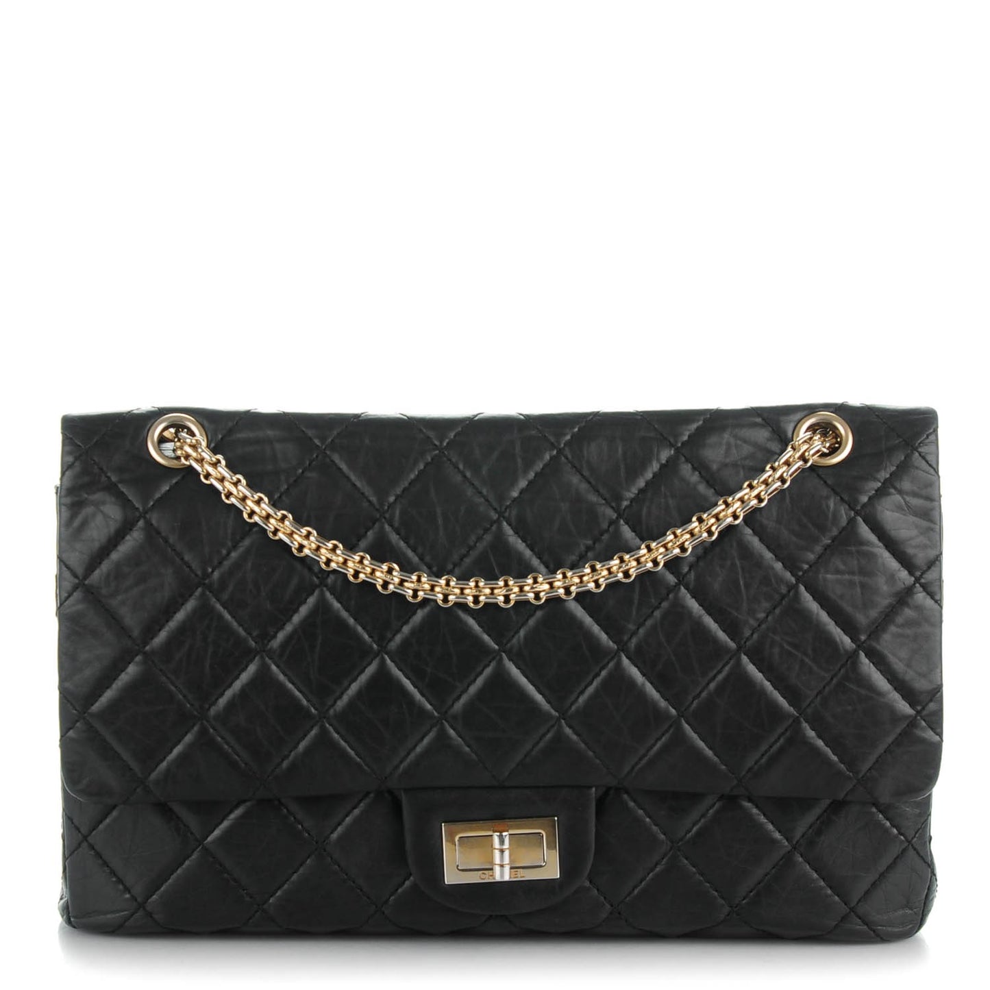 Aged Calfskin Quilted 50th Anniversary 2.55 Reissue 227 Flap Black