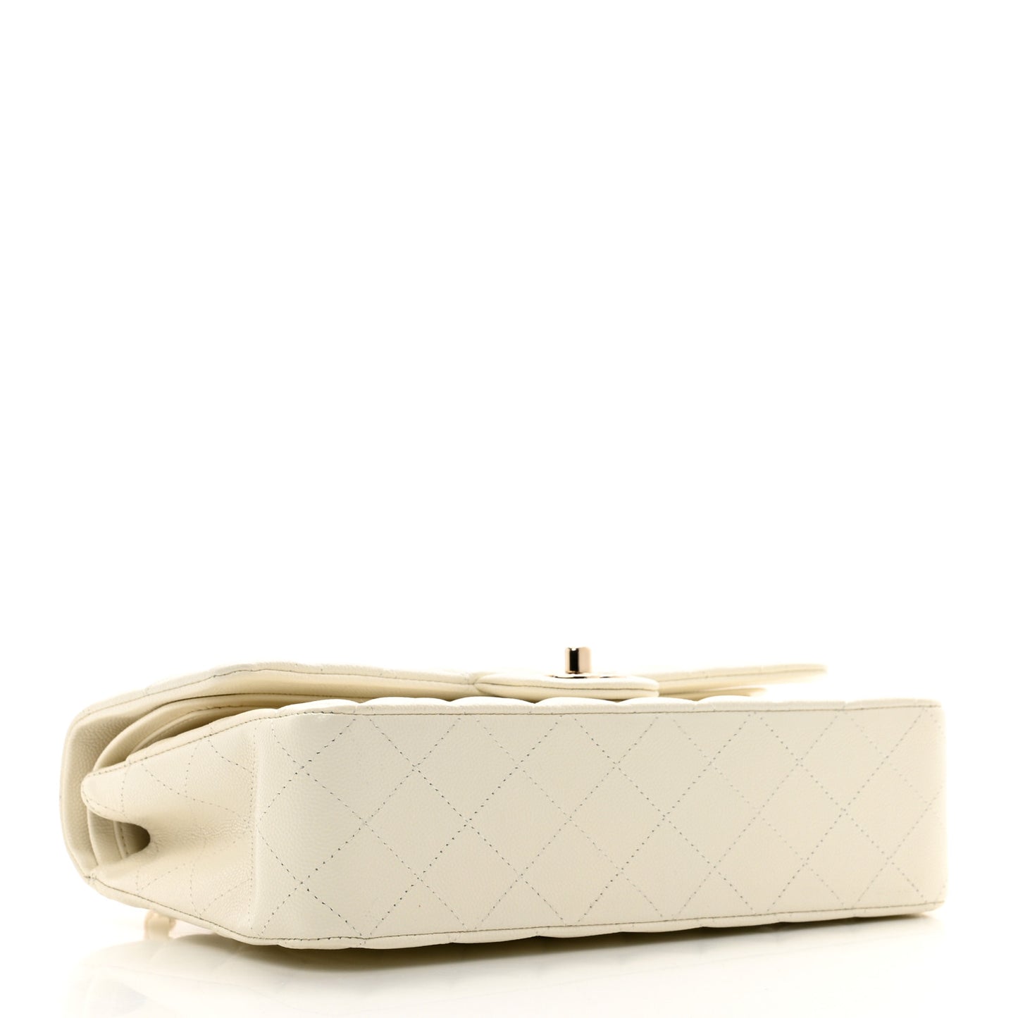 Caviar Quilted Medium Double Flap White
