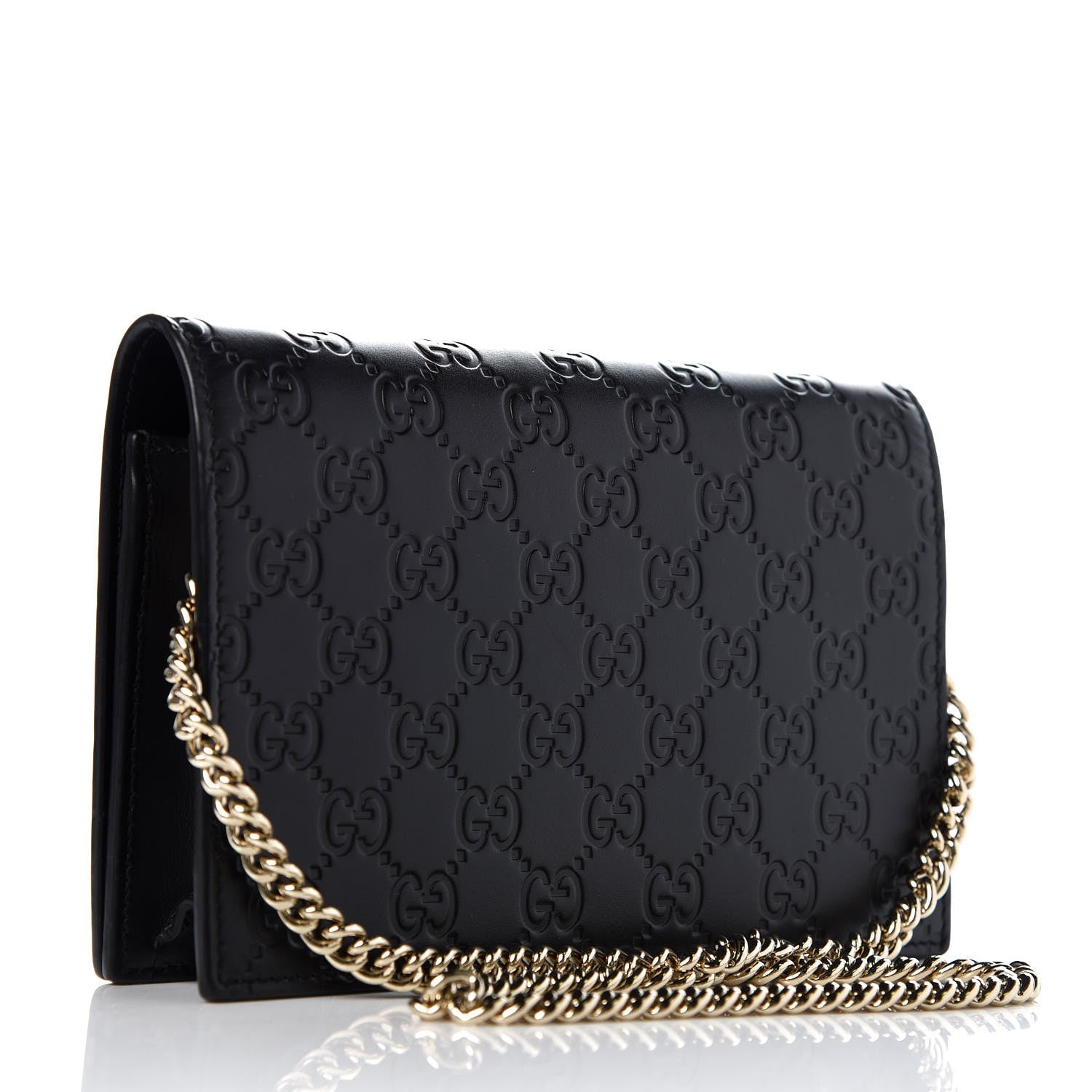 Gucci Guccissima Signature Bowy Chain Wallet Black 3 of 7