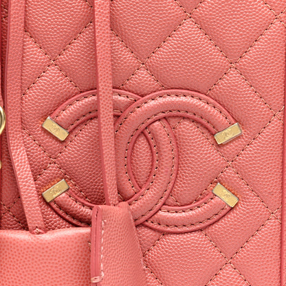 Chanel Caviar Quilted CC North South Filigree Vanity Case Pink 8 of 10