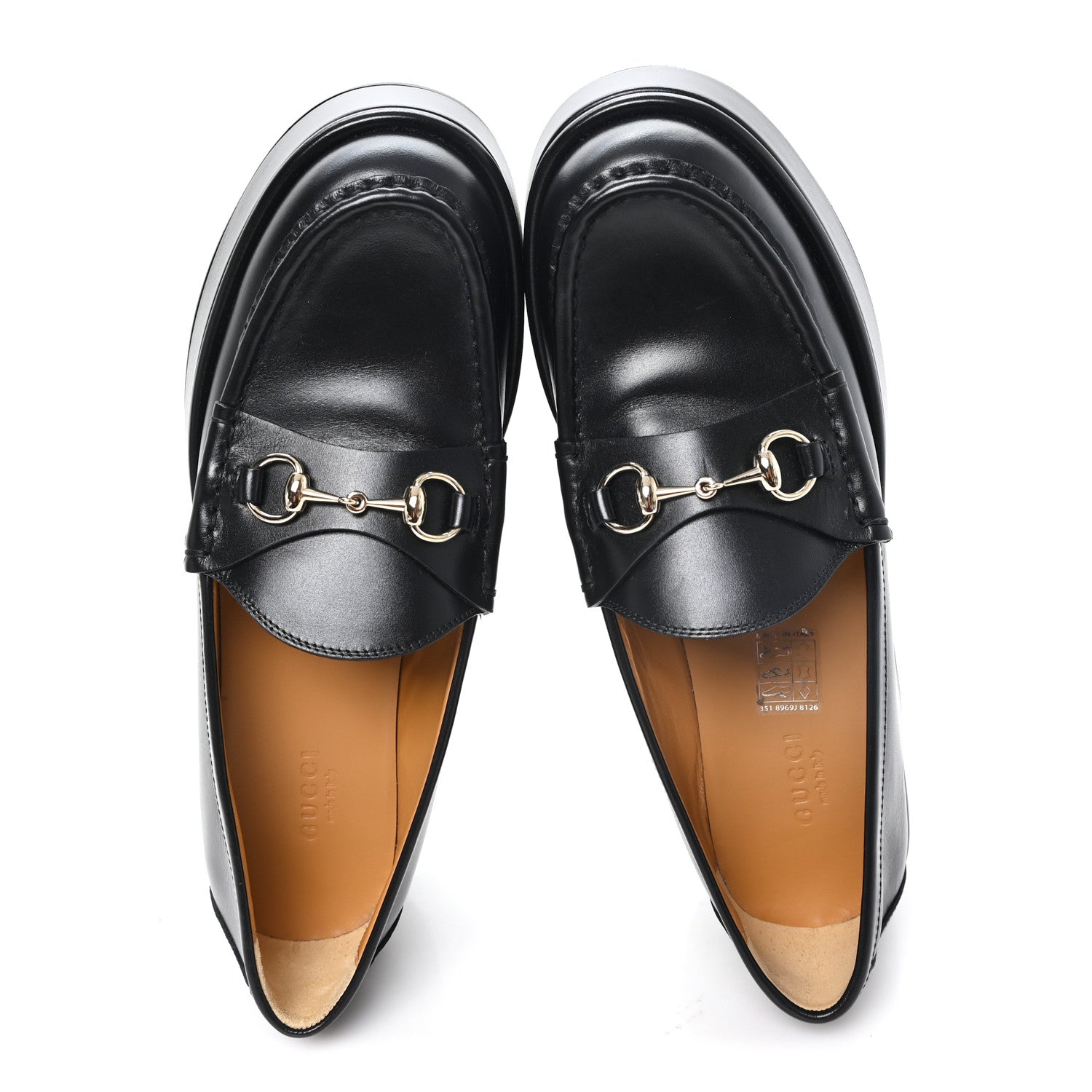 Gucci Kama Calfskin Horsebit Womens Wedge Platform Loafers 38 Black 2 of 10