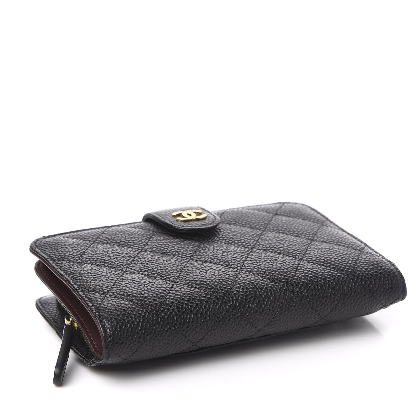 Caviar Quilted Zipped Pocket Wallet Black