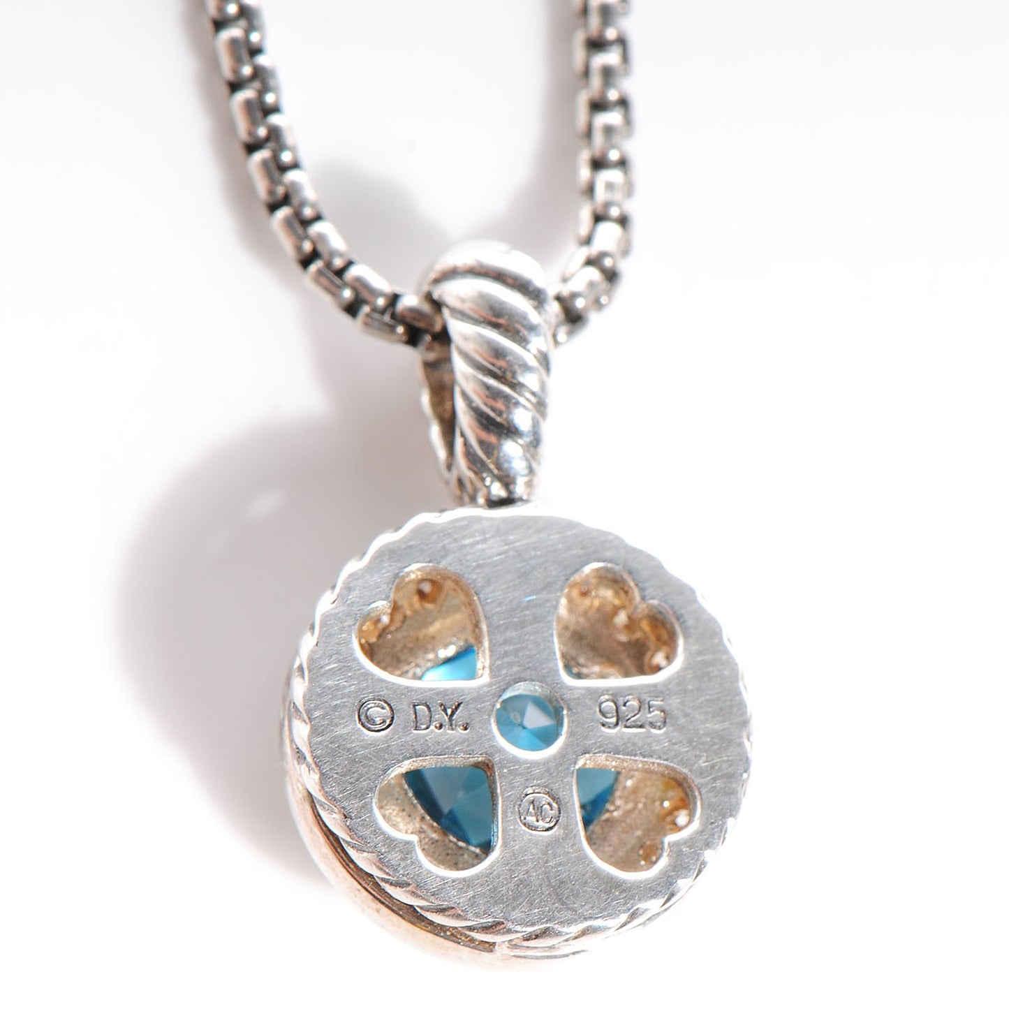 Sterling Silver Diamond Blue Topaz Necklace