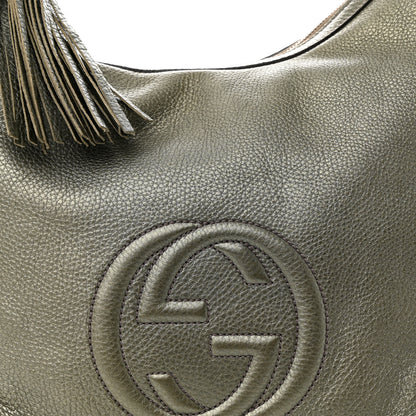 Gucci Metallic Pebbled Calfskin Medium Soho Chain Hobo Sasso 8 of 10