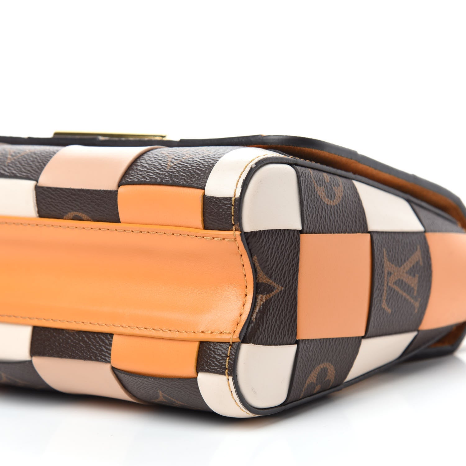 Louis Vuitton Calfskin Monogram Check Twist MM Beige White Orange 10 of 10