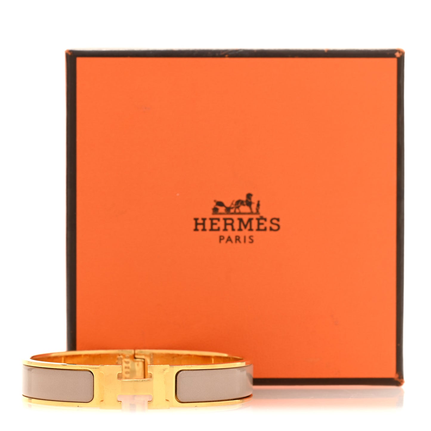 Enamel Narrow Clic Clac H Bracelet PM Marron Glace