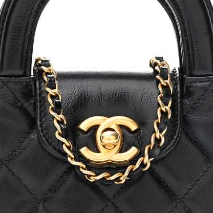 Chanel Shiny Aged Calfskin Quilted Mini Nano Kelly Shopper Black 7 of 10