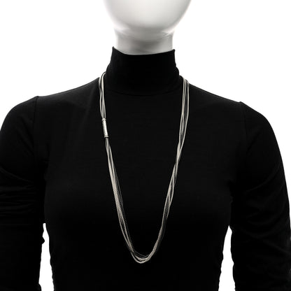 David Yurman Darkened Sterling Silver Diamond Multi Row Box Chain Necklace 2 of 5