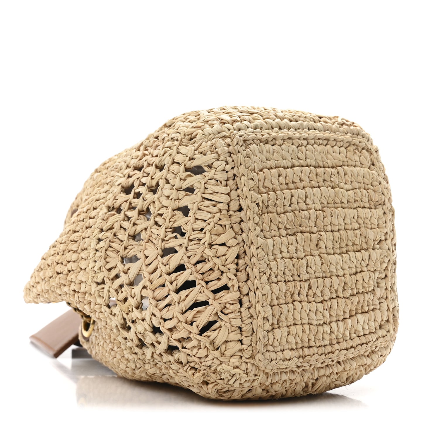 Raffia Calfskin Joe Mini Bucket Bag  Natural Brick