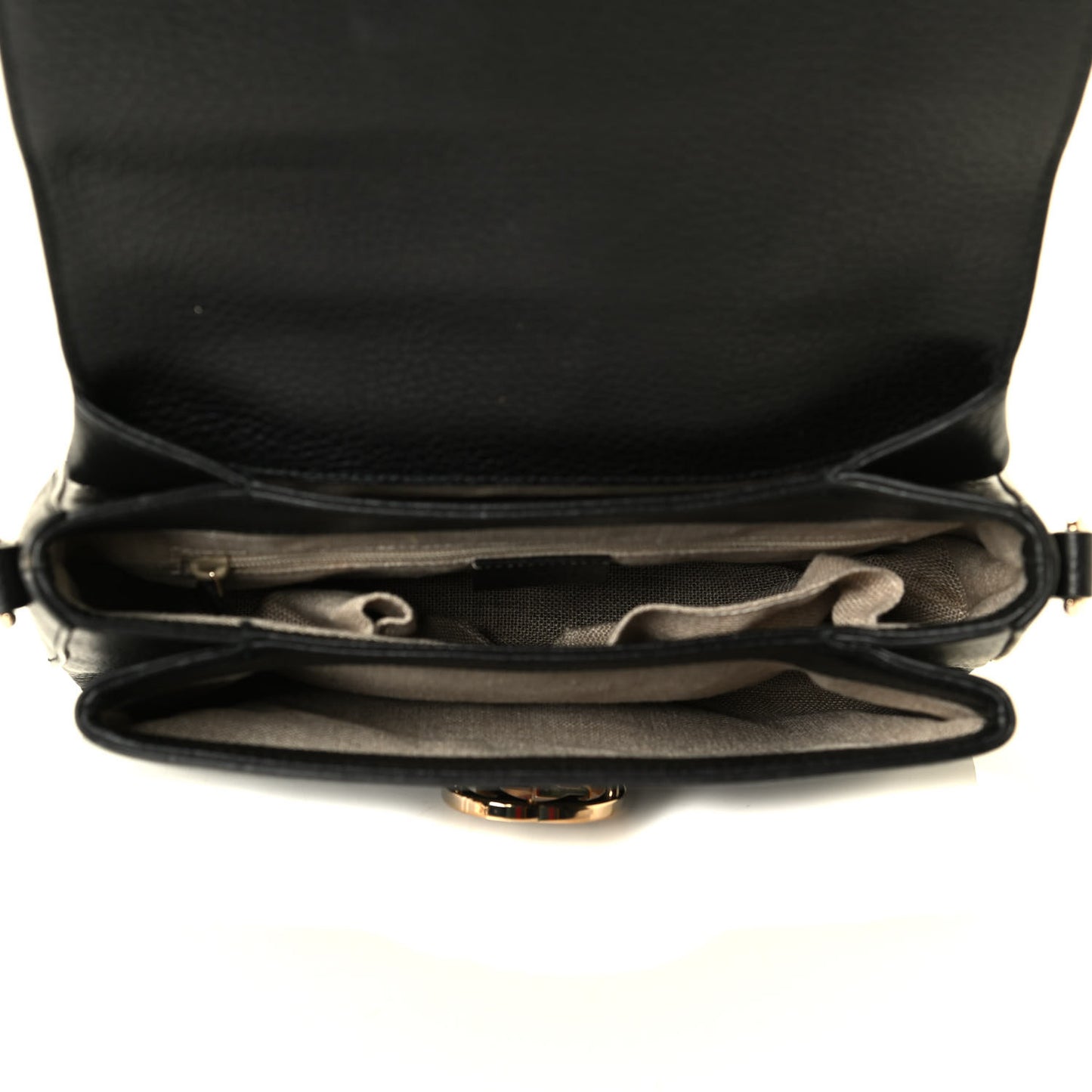 Dollar Calfskin Interlocking G Top Handle Shoulder Bag Black