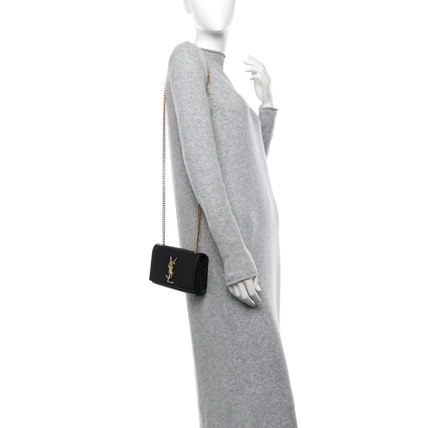 Saint Laurent Grain De Poudre Small Monogram Kate Satchel Black 2 of 16