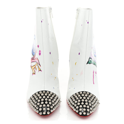 Christian Louboutin Calfskin Patent Love Is A Boot 100 Booties 38 White 2 of 11