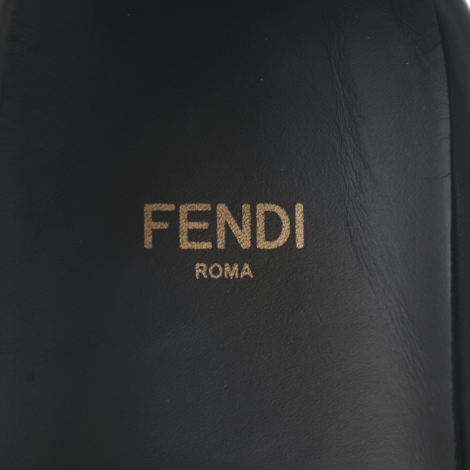 Fendi Fabric Jacquard Nappa FF Slippers 36 Tobacco Moro Black 8 of 10