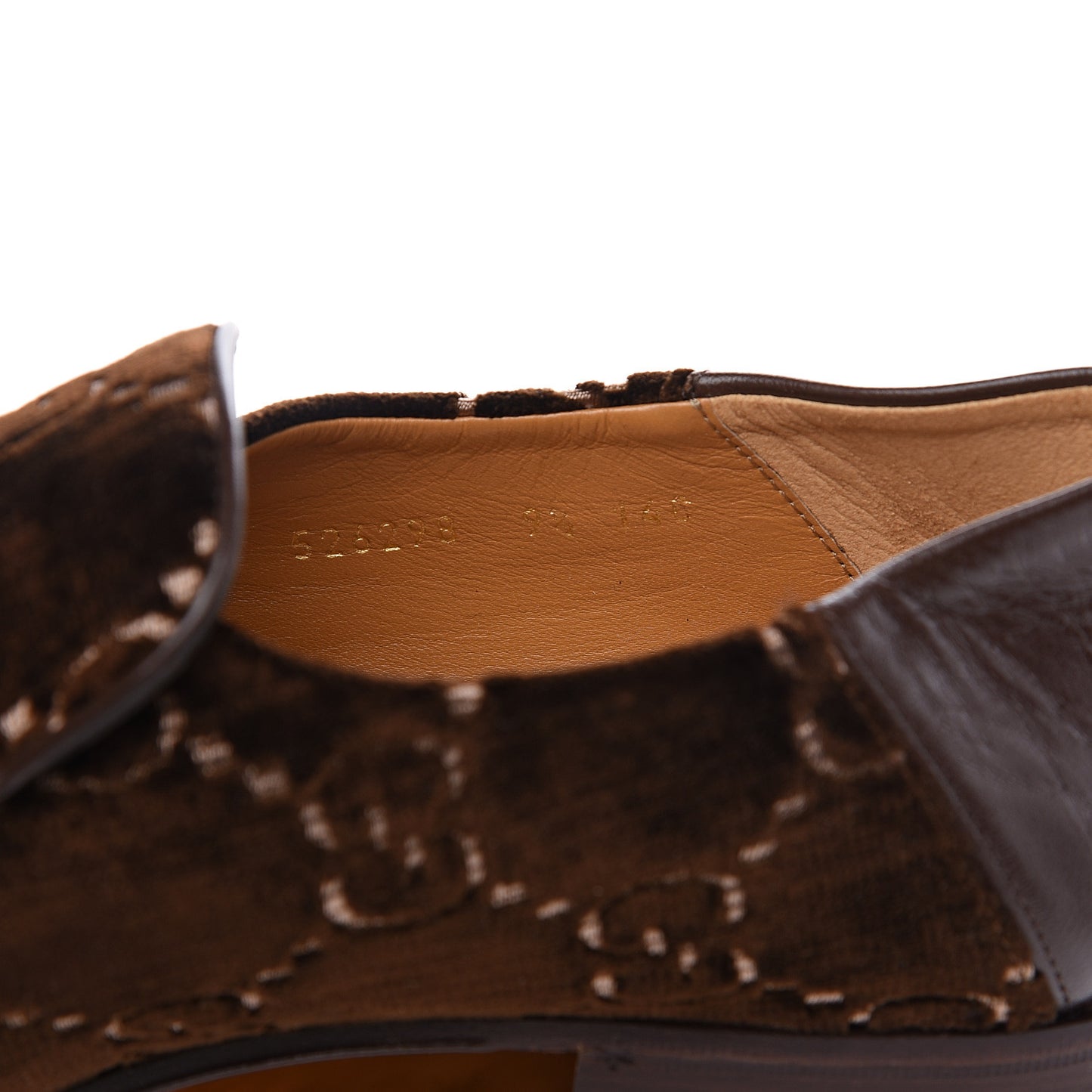 Velvet GG Monogram Goatskin Mens Horsebit Loafers 9.5 Brown Vintage Cocoa
