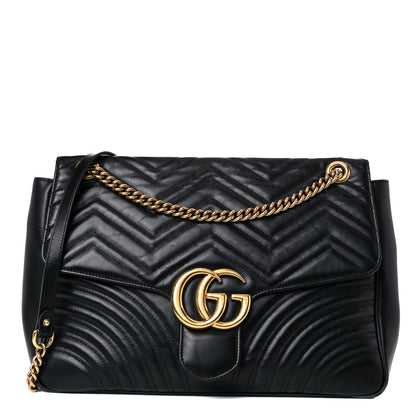 Gucci Calfskin Matelasse Large GG Marmont Shoulder Bag Black 1 of 22