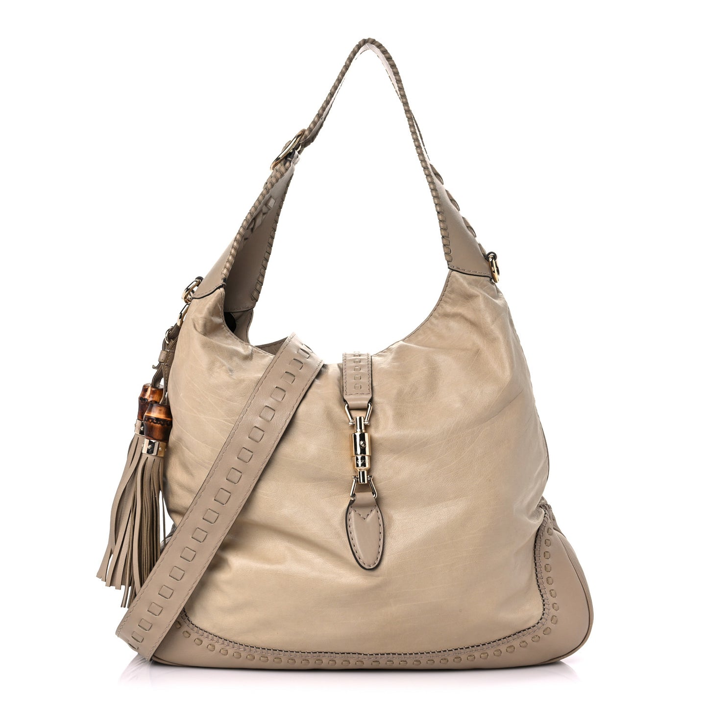 Calfskin Large New Jackie Hobo Beige