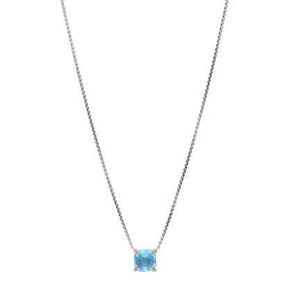 David Yurman Sterling Silver Diamond Blue Topaz 9mm Petite Chatelaine Pendant Necklace 1 of 4