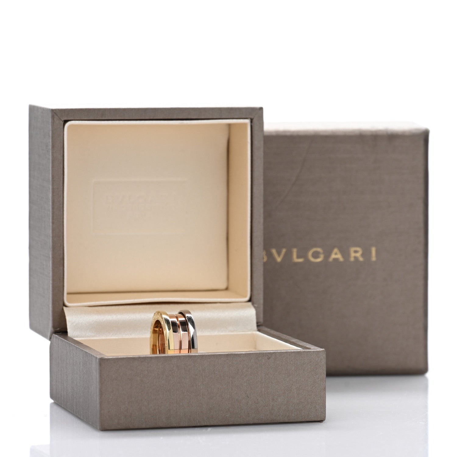 Bulgari 18K Rose White Yellow Gold B.Zero1 Three-Band Ring 48 4.5 5 of 5