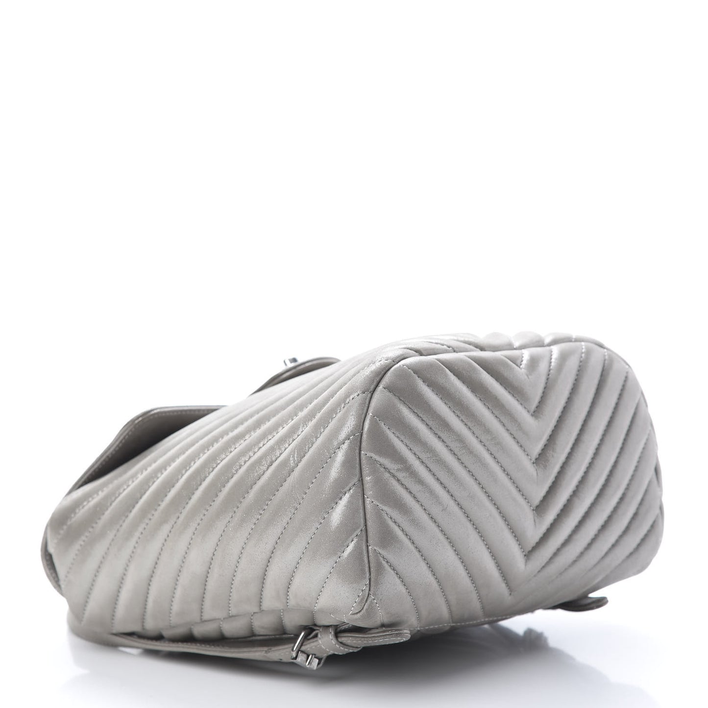 Metallic Calfskin Chevron Quilted Urban Spirit Backpack Silver