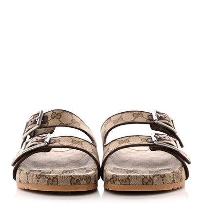 Gucci GG Monogram Lavaredo Eco Fabric Mens Slide Sandals With Straps 8 Beige Ebony Light Brown 2 of 20