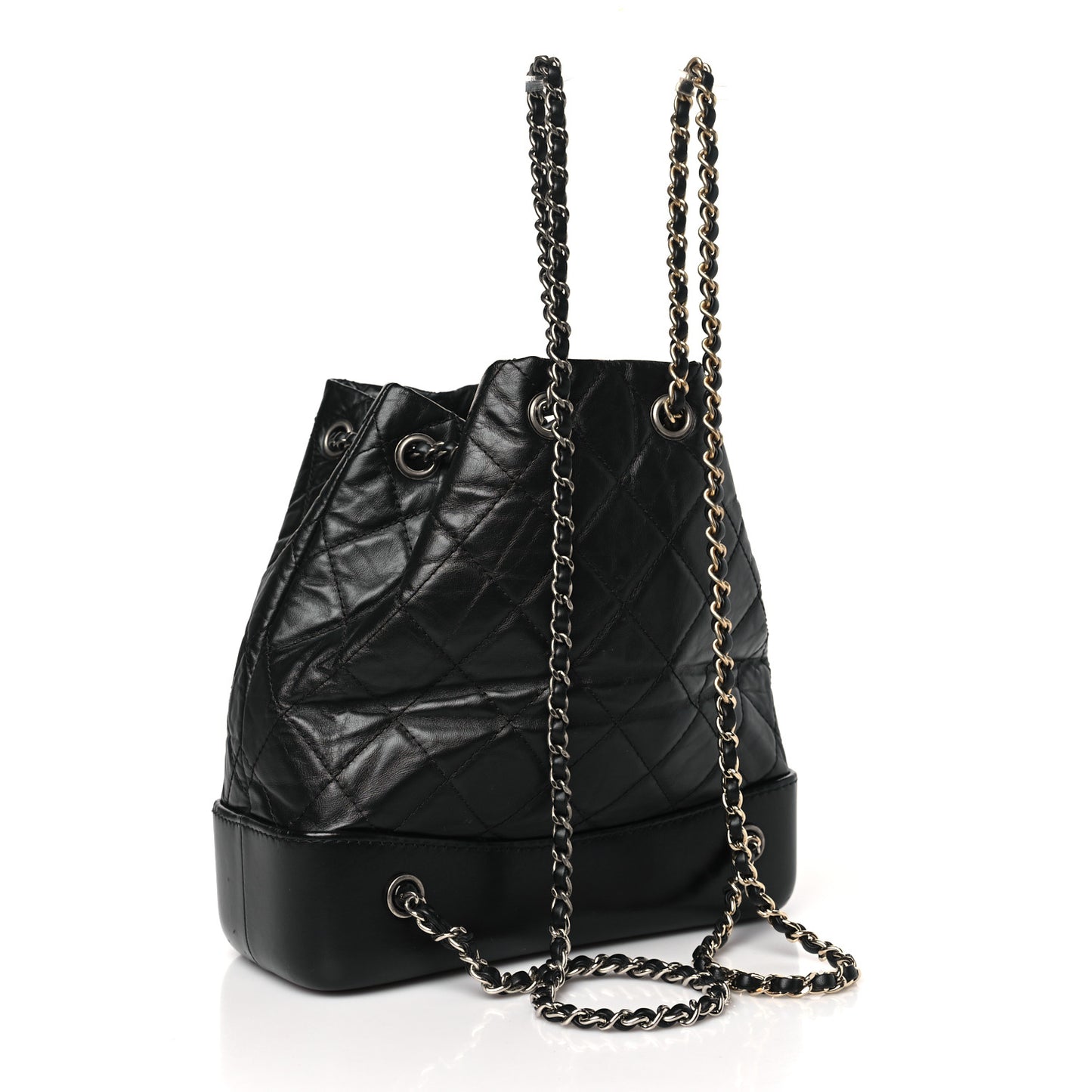 Aged Calfskin Quilted Small Gabrielle Backpack Black