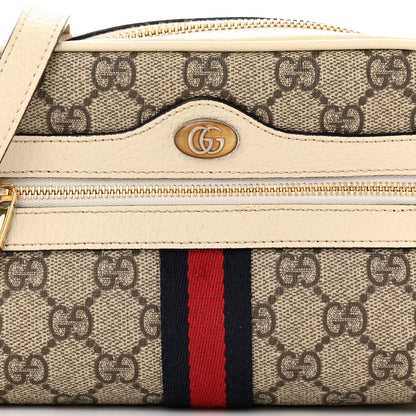 Gucci GG Supreme Monogram Textured Calfskin Web Mini Ophidia Shoulder Bag Beige Ebony Mystic White 8 of 17