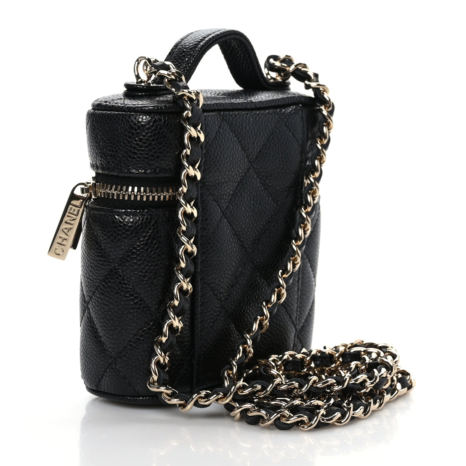 Chanel Caviar Quilted Small Handle With Care Vanity Case With Chain Black 3 of 9