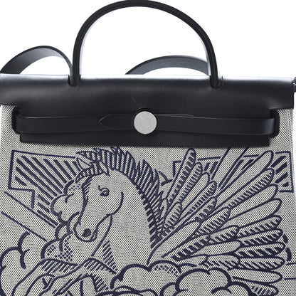 Hermes Vache Hunter Toile Pegase Pop Herbag Zip Retourne 31 PM Bleu Indigo 9 of 14